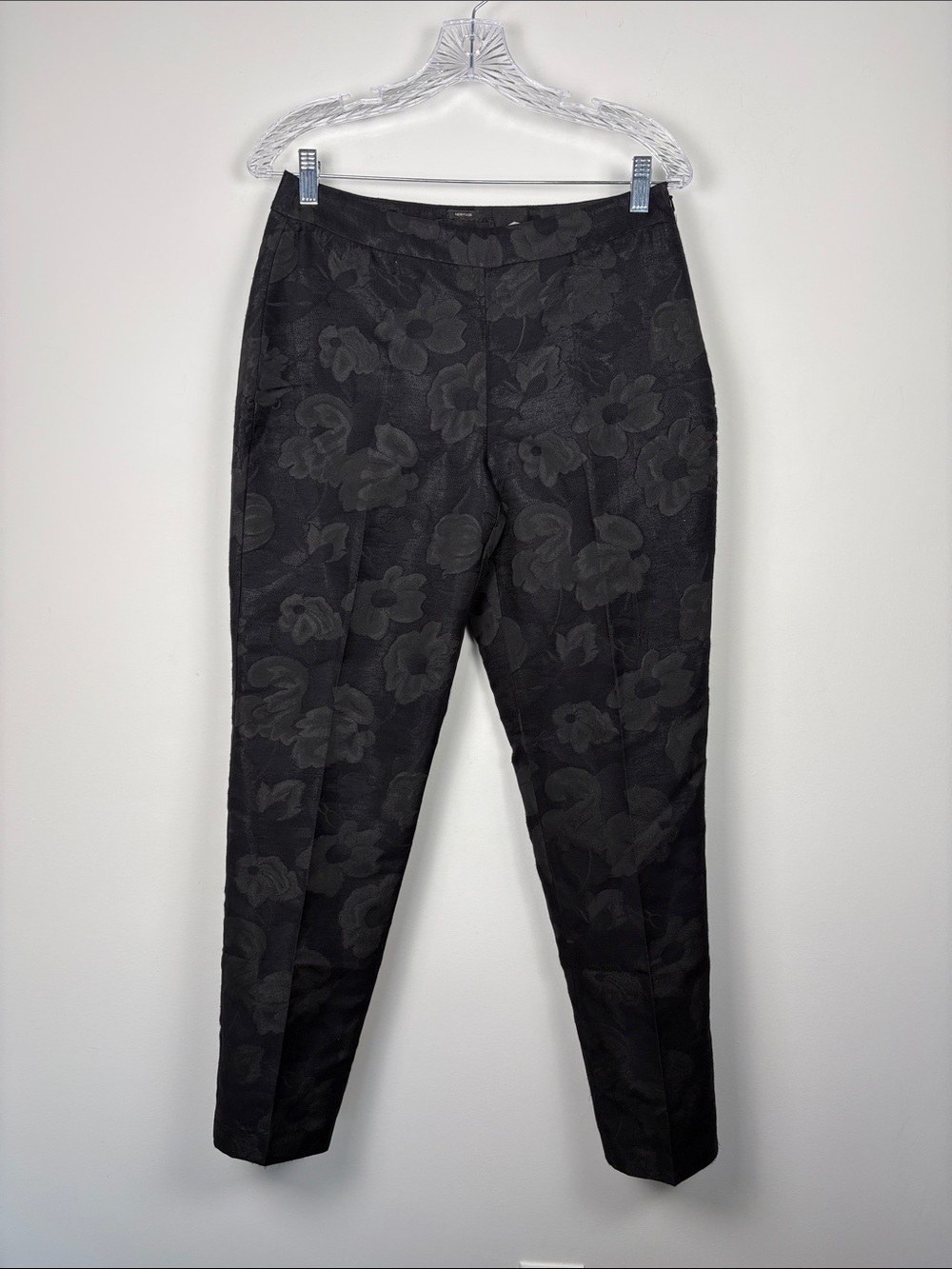 NWT Talbots Black Silver Floral Heritage Dress Pants Size 4